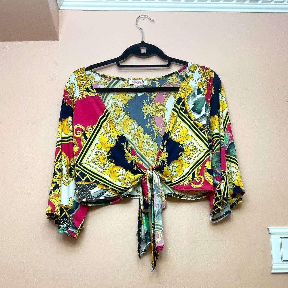 Gold and pink cropped top